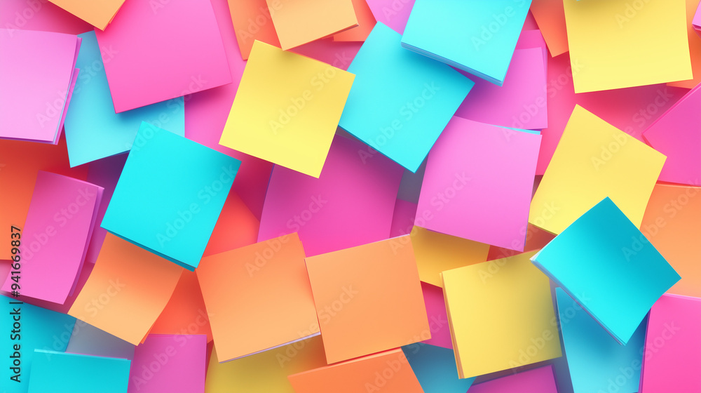 brainstorming session, floating sticky notes, 3D illustration brainstorming session, floating sticky notes, 3D illustration