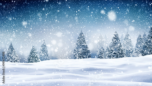 Wallpaper Mural Snowy Winter Forest with Falling Snowflakes and Frosty Trees Magical Background with Copyspace Torontodigital.ca