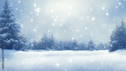 Wallpaper Mural Magical Snowy Winter Landscape Background with Snow-Covered Trees and Falling Snow Torontodigital.ca