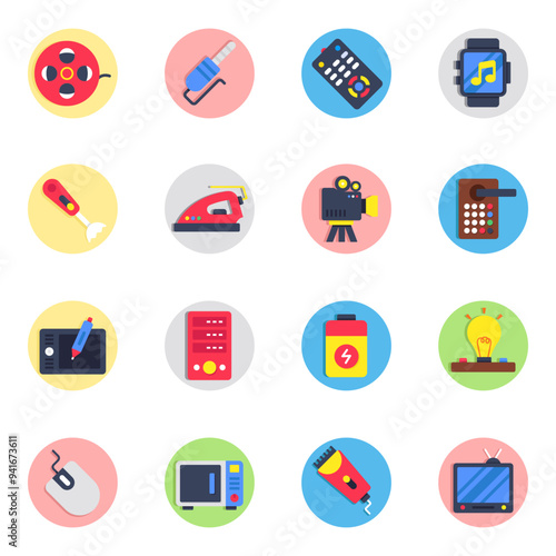 Pack of Technology Flat Icon