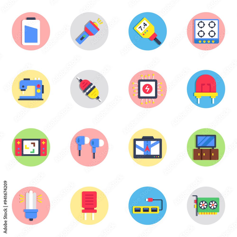 Pack of Electronics Gadget Flat Icon
Pack of Electronics Gadget Flat Icon