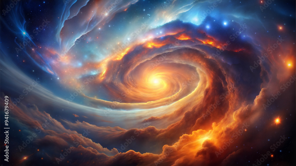 Swirling Cosmic Galaxy with Radiant Colors and Glowing Energy Patterns Swirling Cosmic Galaxy with Radiant Colors and Glowing Energy Patterns