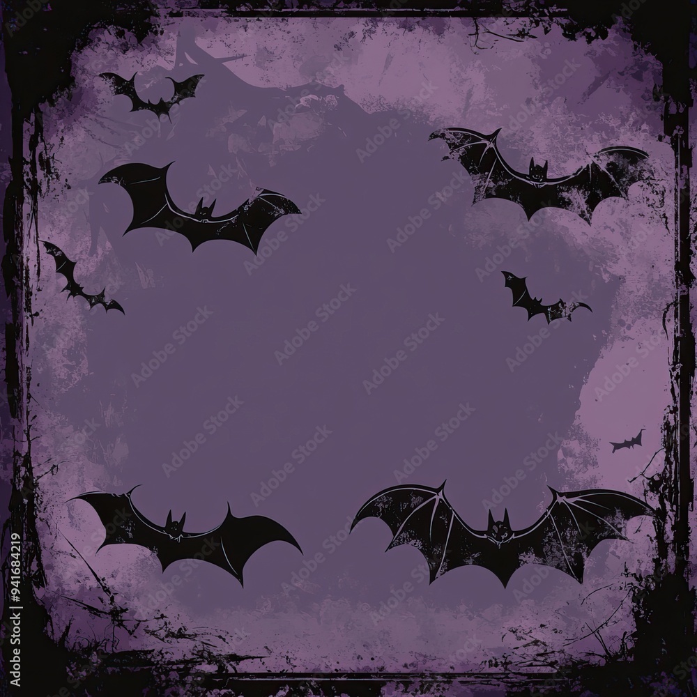 Gothic Halloween Background with Bats and Dark Frame. AI generated image Gothic Halloween Background with Bats and Dark Frame. AI generated image