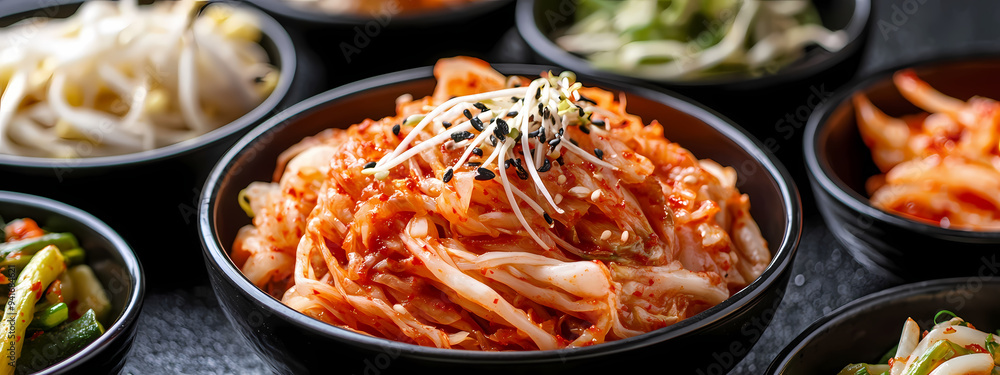 Kimchi and Banchan on Black Kimchi and Banchan on Black