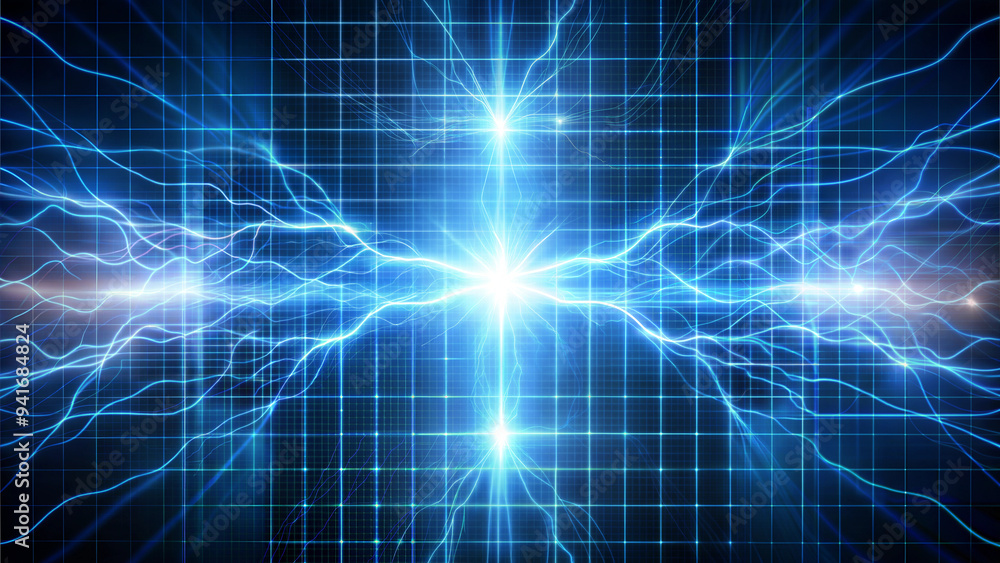 Futuristic glowing grid with vibrant energy waves and abstract digital patterns in blue tones Futuristic glowing grid with vibrant energy waves and abstract digital patterns in blue tones