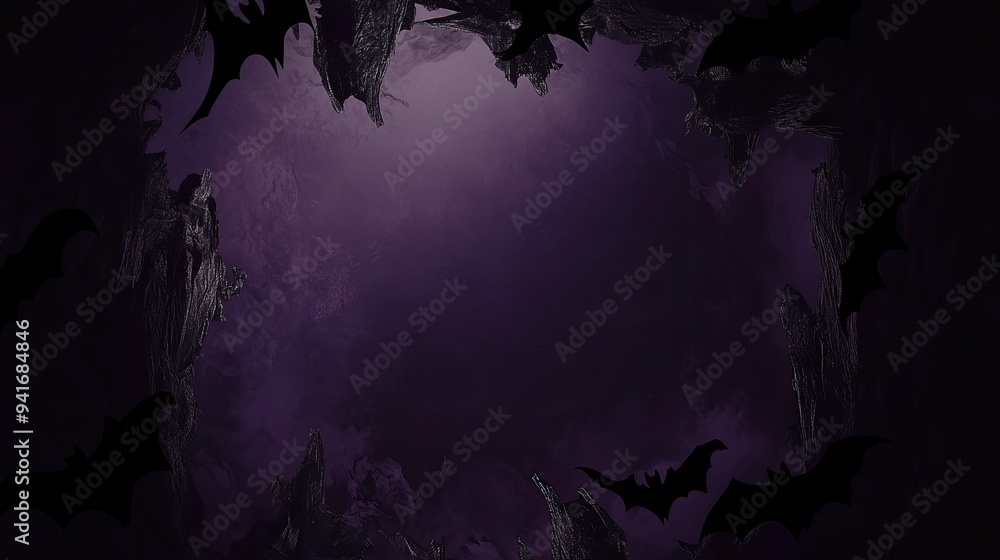 Obraz premium Gothic Halloween Background with Bats and Dark Frame. AI generated image