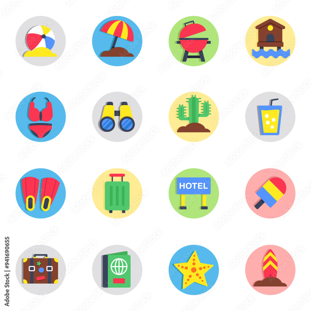 Set of Beach Flat Icons
Set of Beach Flat Icons