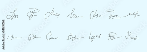 Fake signatures. Fake autograph. Personal signature calligraphy. Contrived signature. Various autographs. Ink autograph. 