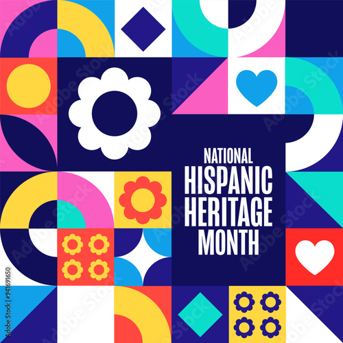 National Hispanic Heritage Month. September 15 to October 15. Holiday concept. Template for background, banner, card, poster with text inscription. Vector EPS10 illustration.