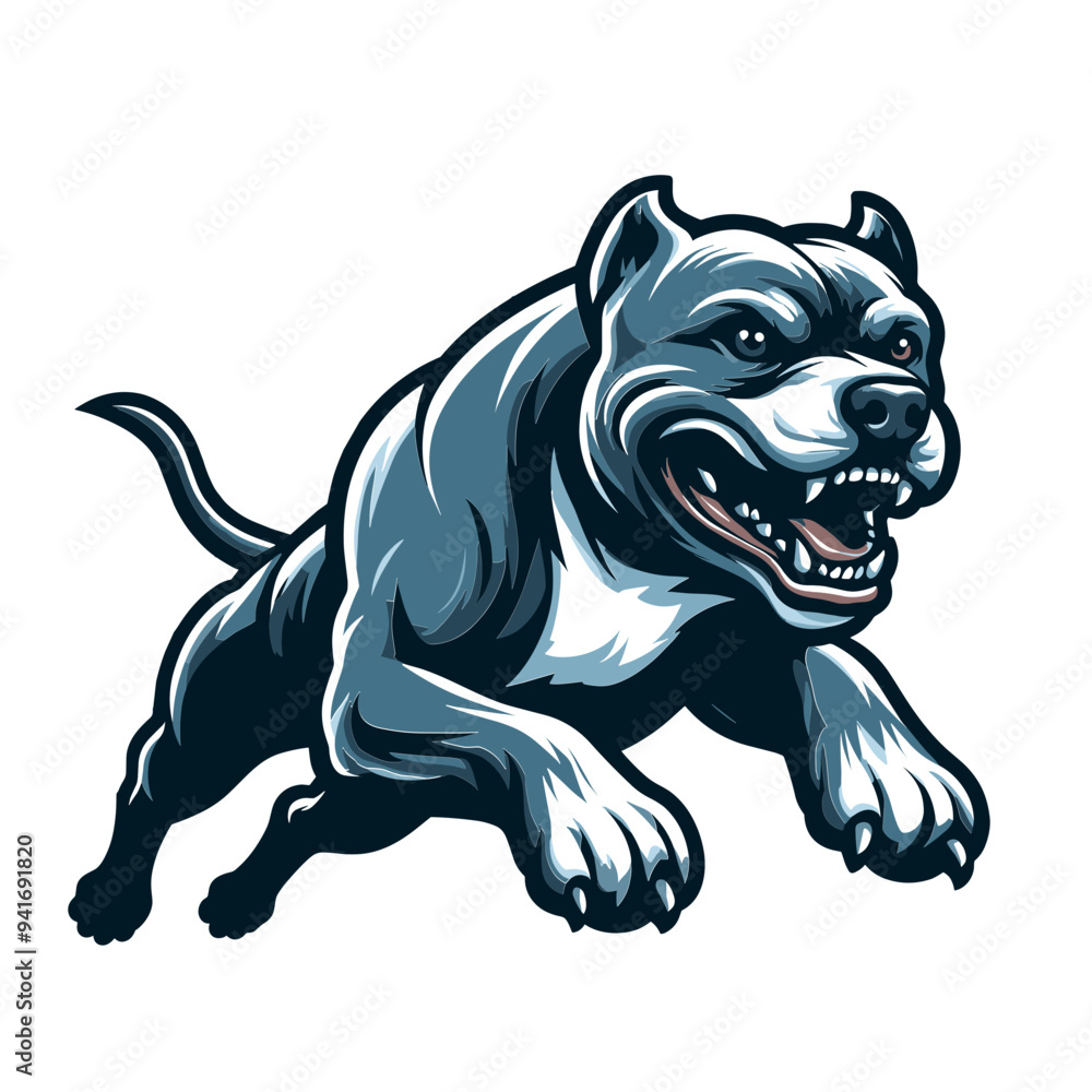 Fototapeta premium Full-Body Pitbull Bulldog Design Illustration, Standing Pitbull Terrier Dog Portrait