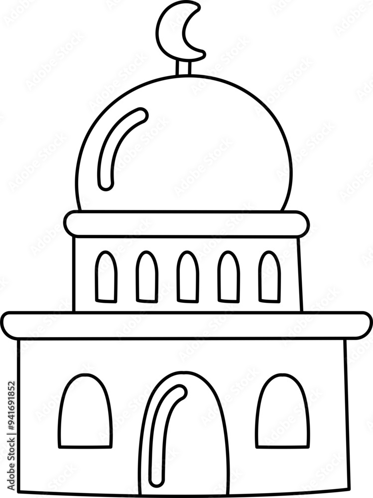 mosque doodle lineart mosque doodle lineart