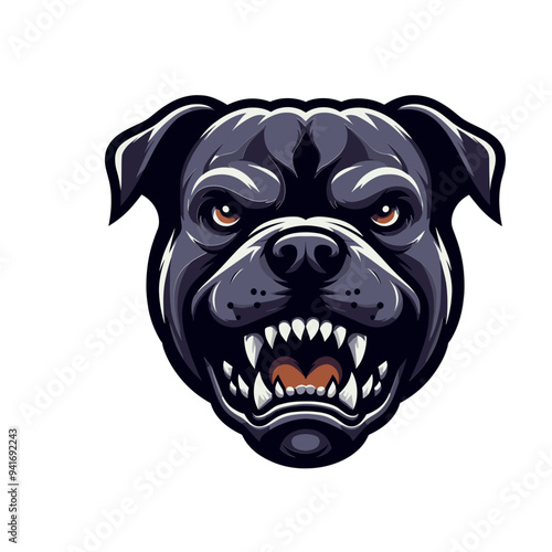Vector Illustration of Angry Pitbull Head - Ideal for Logos, Labels, and Posters