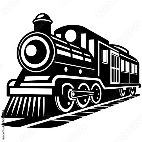 Minimalist Train Vector on White Background
