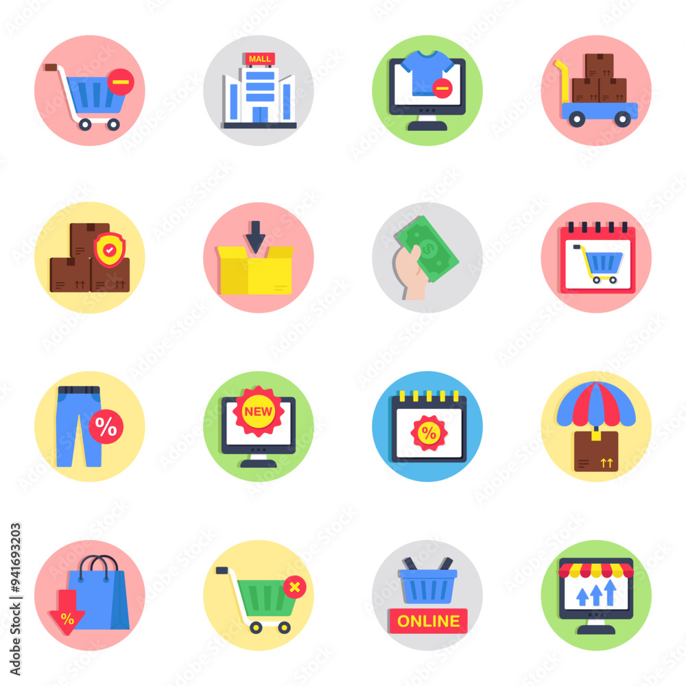 Set of Shopping and Spending Flat Icons
Set of Shopping and Spending Flat Icons
