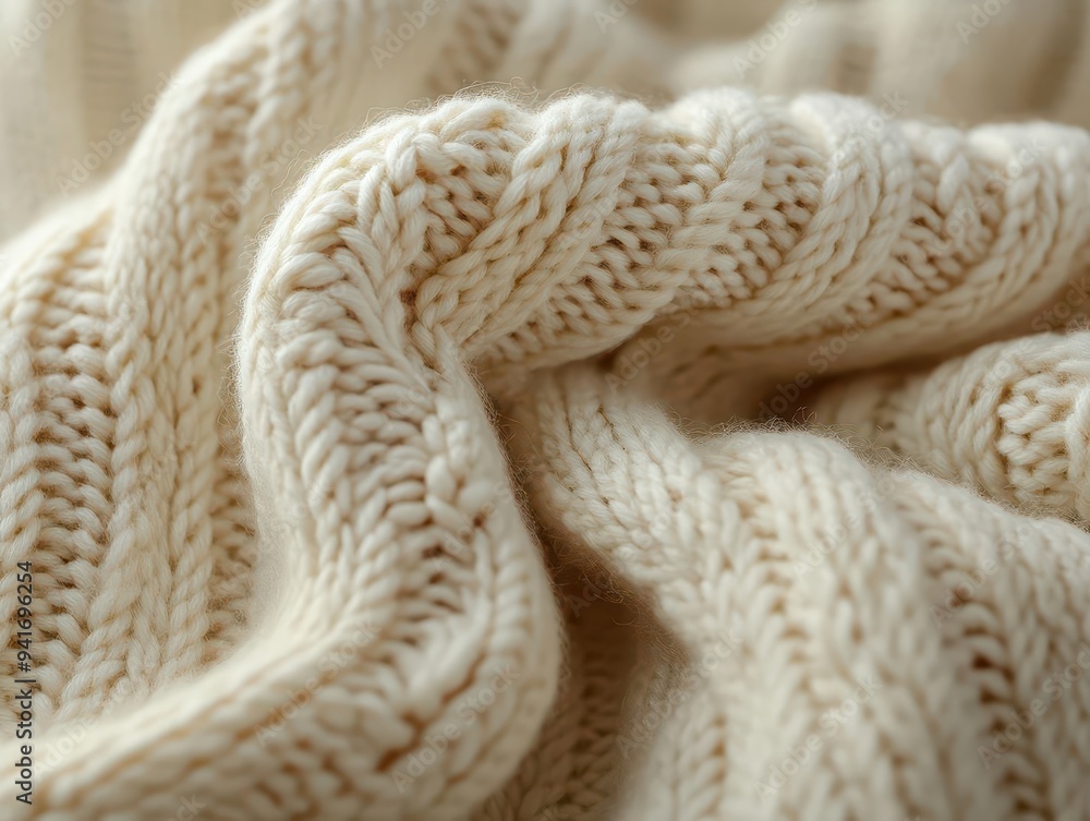 closeup of intricately cabled aran sweater texture rich cream wool with complex patterns soft depth of field closeup of intricately cabled aran sweater texture rich cream wool with complex patterns soft depth of field