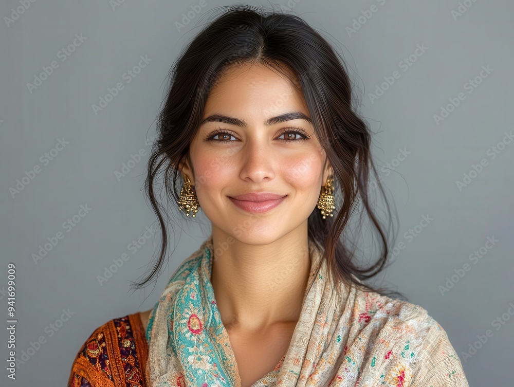 confident indian woman in casual attire standing against a neutral backdrop her warm smile and relaxed posture exude approachability and cultural pride confident indian woman in casual attire standing against a neutral backdrop her warm smile and relaxed posture exude approachability and cultural pride