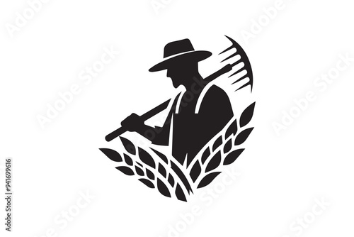 silhouette farmer shape vector design. Farmers and gardeners gardening vector silhouette