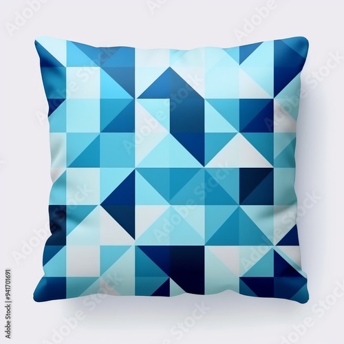 Super cool retro modern trendy checkery soft Blue colors irregular cartoonish pattern photo