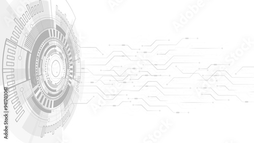 gray background. Abstract technological background with various technological elements. Structure pattern technology backdrop. Vector illustration.