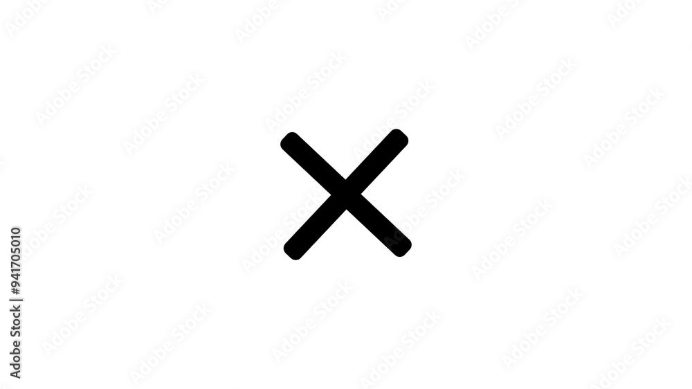 Icon motion title black X on white background. Suitable for adding text overlay, design elements, graphic projects, logo creation, and emphasizing contrast in visuals. Icon motion title black X on white background. Suitable for adding text overlay, design elements, graphic projects, logo creation, and emphasizing contrast in visuals.