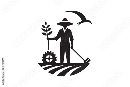 silhouette farmer shape vector design. Farmers and gardeners gardening vector silhouette