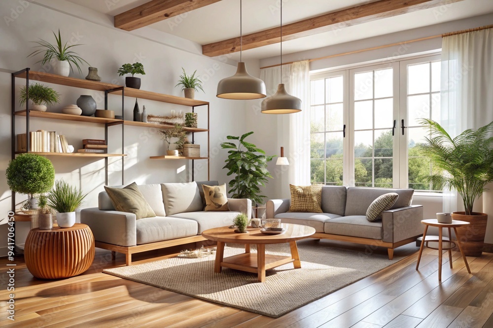 Stylish Living Room Interior with Frame Poster, Modern interior design Stylish Living Room Interior with Frame Poster, Modern interior design