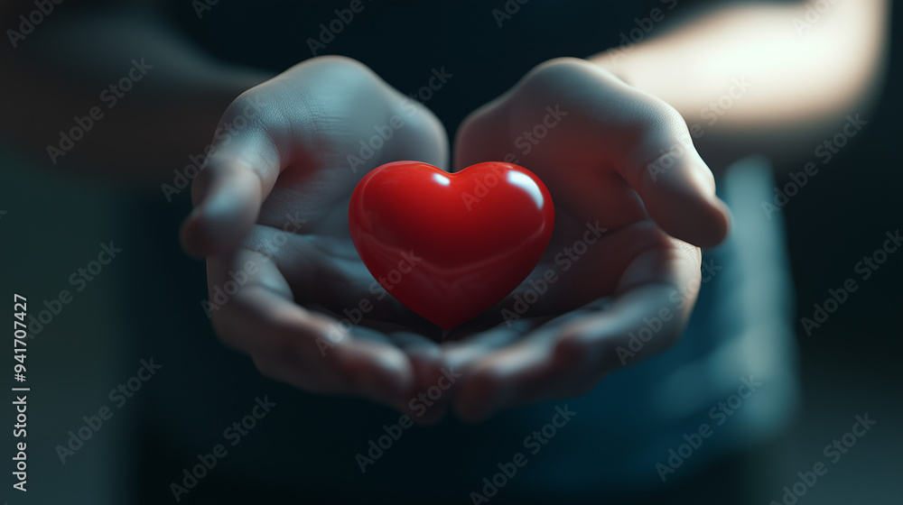 Positive Person Offering Help with Heart and Charity Concepts in a Compassionate Gesture for World Heart Day Positive Person Offering Help with Heart and Charity Concepts in a Compassionate Gesture for World Heart Day