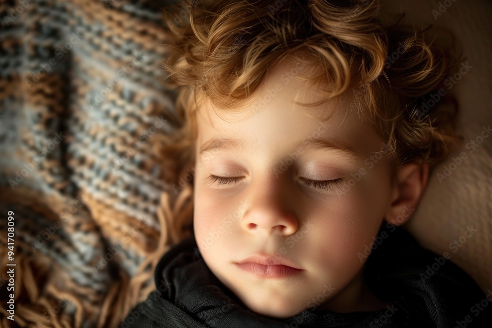 Peaceful Sleeping Child Wrapped in Cozy Blankets Peaceful Sleeping Child Wrapped in Cozy Blankets