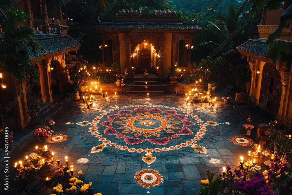 Obraz premium Autumn radiance: Sharad Purnima, the brightest full moon of the year with reverence and cultural practices, celebrating abundance, health, and the divine blessings with this auspicious night