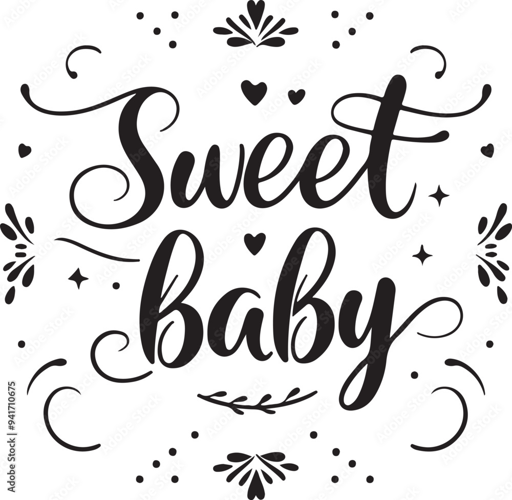 Sweet Baby typography, silhouette vector art illustration. Sweet Baby typography, silhouette vector art illustration.