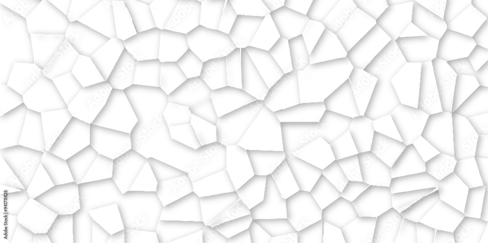white stains broken glass background texture. geometric pattern with 3d shapes vector Illustration. white broken wall paper in decoration. low poly crystal mosaic background.
white stains broken glass background texture. geometric pattern with 3d shapes vector Illustration. white broken wall paper in decoration. low poly crystal mosaic background.
