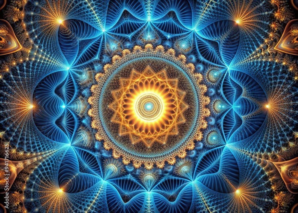 Fractal Resonance: Geometric patterns, intricate ripples, self-similarity, hypnotic effect Fractal Resonance: Geometric patterns, intricate ripples, self-similarity, hypnotic effect