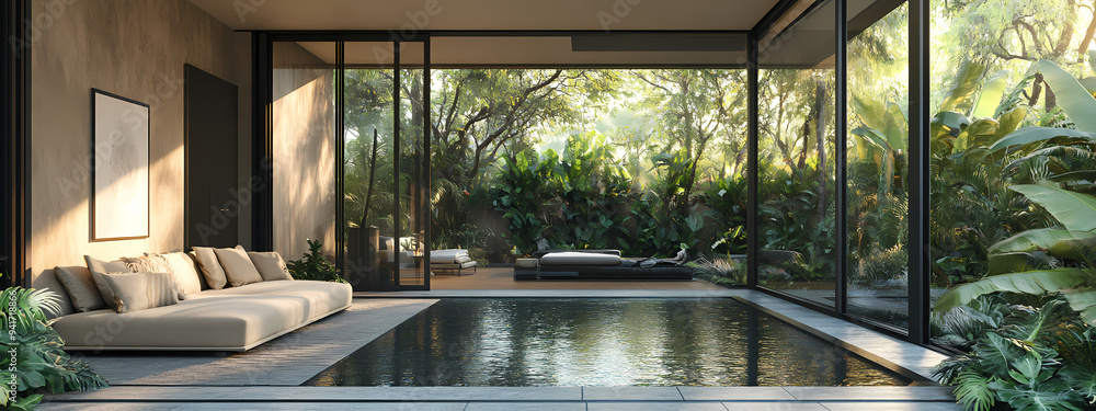 Fototapeta premium Indoor-Outdoor Living with Pool View