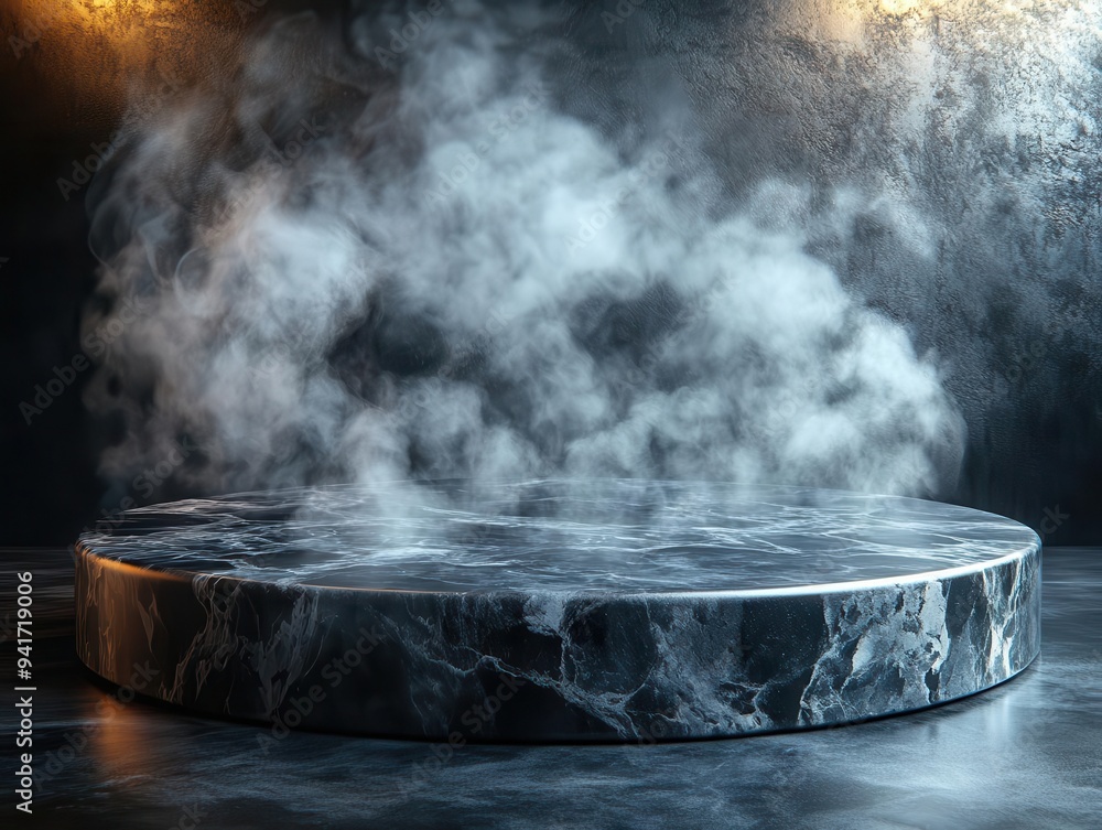 dramatic black marble podium in shadowy room wisps of smoke curl mysteriously sleek surfaces reflect minimal light creating an air of intrigue and luxury dramatic black marble podium in shadowy room wisps of smoke curl mysteriously sleek surfaces reflect minimal light creating an air of intrigue and luxury