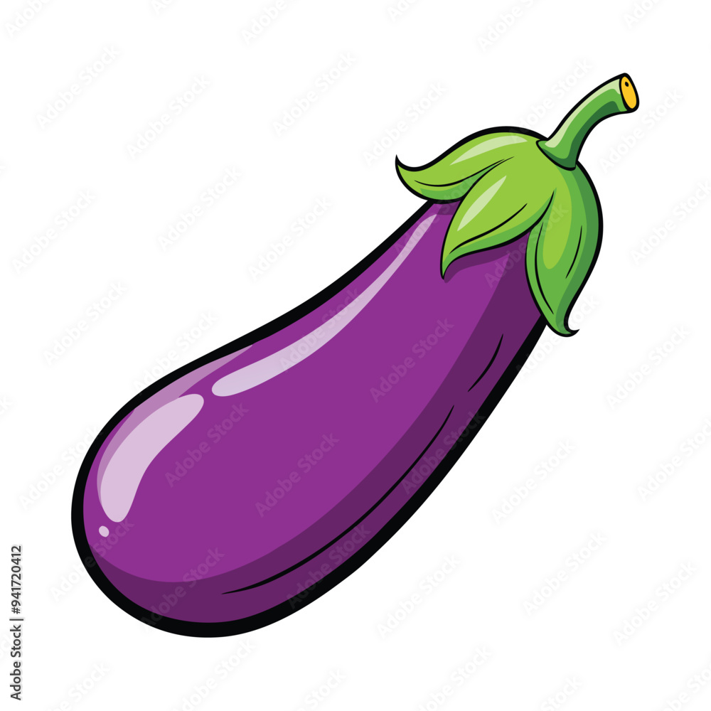Minimalist Eggplant Vector on White Background – Cartoon Line Art Minimalist Eggplant Vector on White Background – Cartoon Line Art