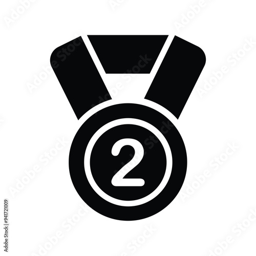 second place medal. champion award. flat design style. Suitable for competitions, competitions, sports, education. vector design template
