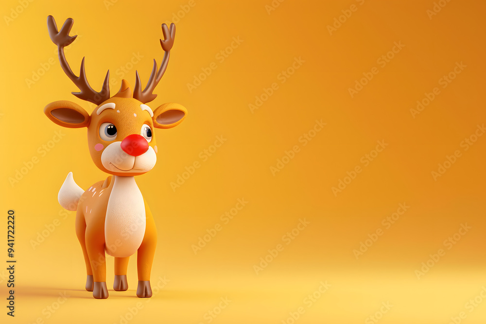 Cute 3D cartoon reindeer on background with space for text. Cute 3D cartoon reindeer on background with space for text.