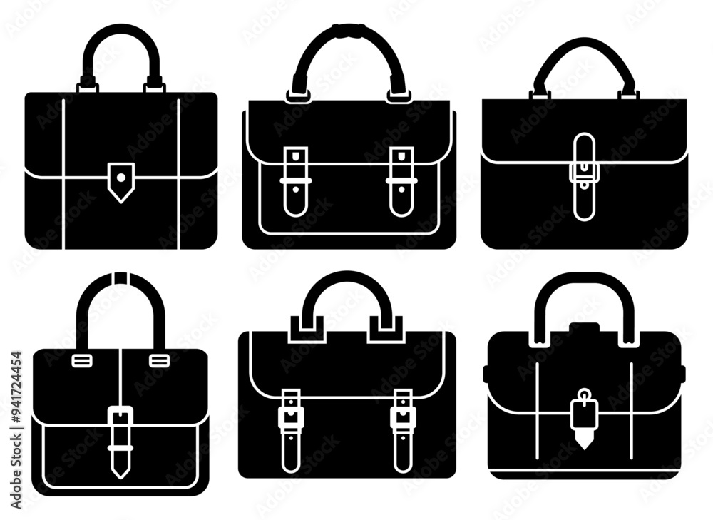 Set of Business Bag template flat icons, on transparent background, flat design vector illustration, business concept Set of Business Bag template flat icons, on transparent background, flat design vector illustration, business concept