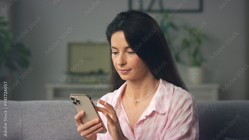 Woman using smartphone browsing internet on Woman using smartphone browsing internet on