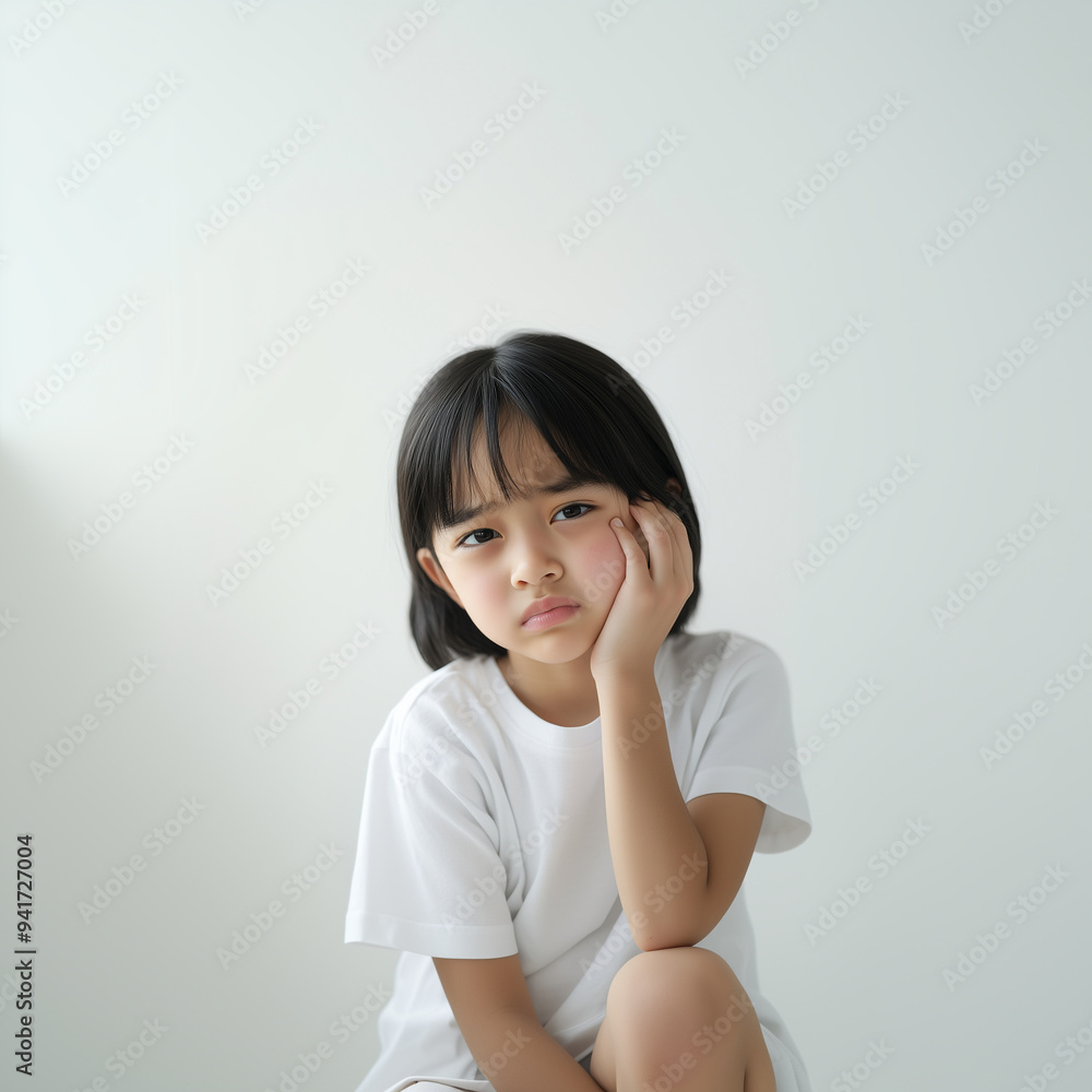 Beautiful asian girl has a toothache and express with sad, painful face. Beautiful asian girl has a toothache and express with sad, painful face.