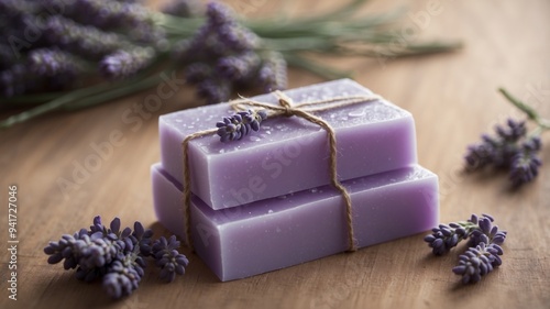 Lavender soap with lavender Spa and relax. photo