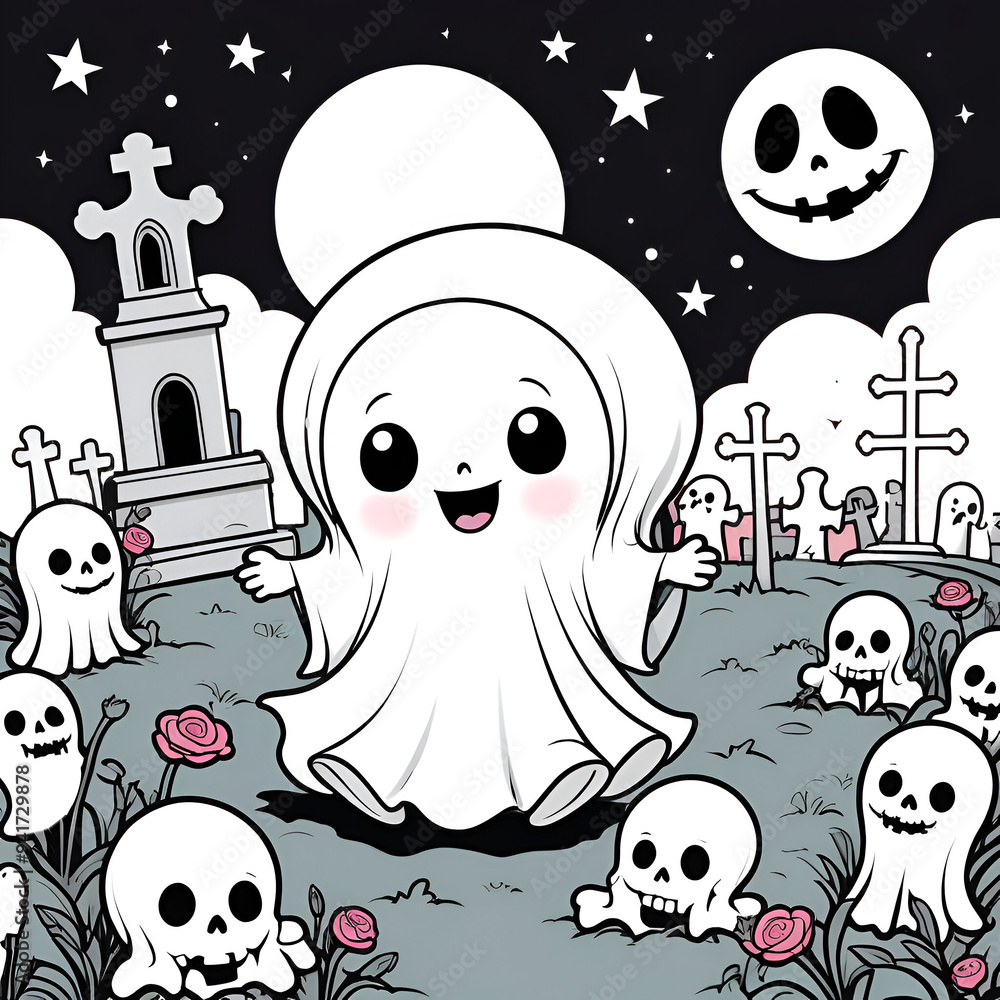 cute little ghost line art generative ai cute little ghost line art generative ai