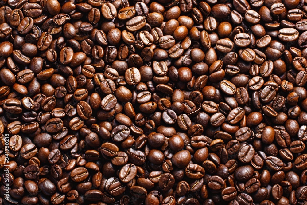 Fototapeta premium Roasted coffee beans pattern texture background. 