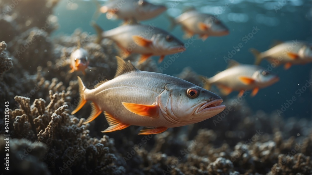 Naklejka premium Conservation efforts for marine life affected by fishing industries.