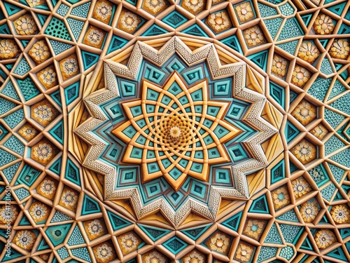 Geometric Intricacy: Precise, angular glue patterns showcasing complex geometry and optical illusions. photo