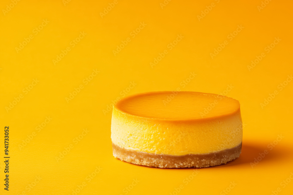 Minimalist-designed pumpkin cheesecake creation, isolated on a vibrant gradient background Minimalist-designed pumpkin cheesecake creation, isolated on a vibrant gradient background