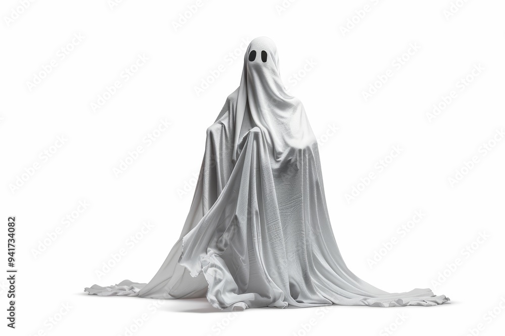 Spooky ghost isolated on white background. Halloween concept. Spooky ghost isolated on white background. Halloween concept.