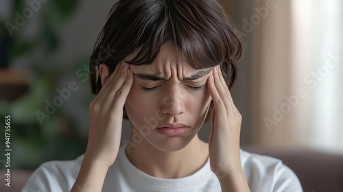 A concerned individual massaging their temples due to frequent headaches, reflecting ongoing issues with stress and tension that impact their wellbeing