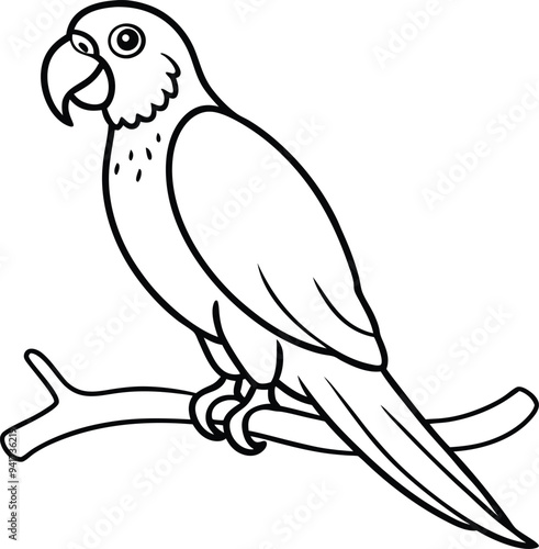 Engaging parrot line art drawing for children to fill with bright colors and creativity 