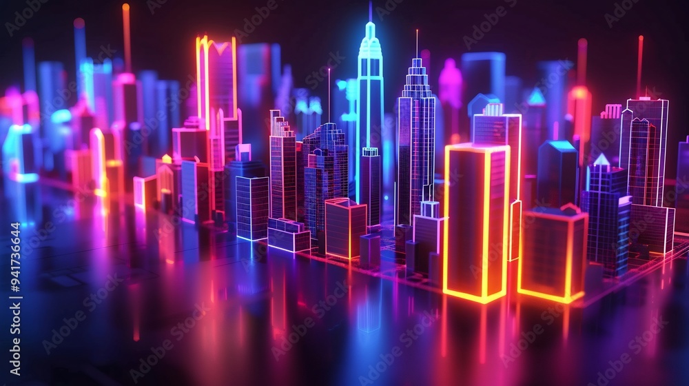 Neon Cityscape: A Futuristic Digital Metropolis Neon Cityscape: A Futuristic Digital Metropolis
